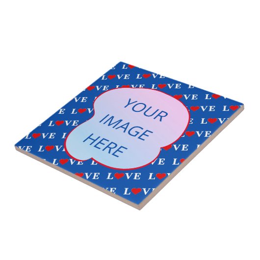 Navy Blue LIEBE Heart Fliese (Seite)