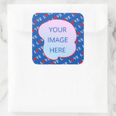 Navy Blue LIEBE Heart Quadratischer Aufkleber (Tasche)