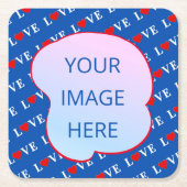 Navy Blue LIEBE Heart Rechteckiger Pappuntersetzer (Vorderseite)