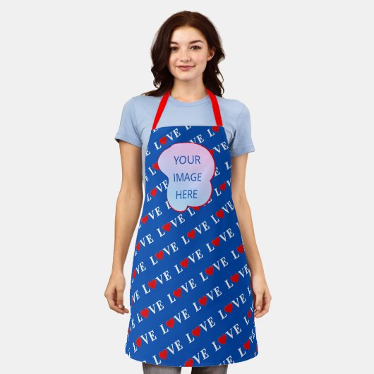 Navy Blue LIEBE Heart Schürze (Getragen)