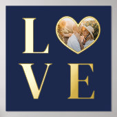 Navy Blue Liebe Herz-Shaped Foto Romantic Gold Foliendrucke (Vorderseite)