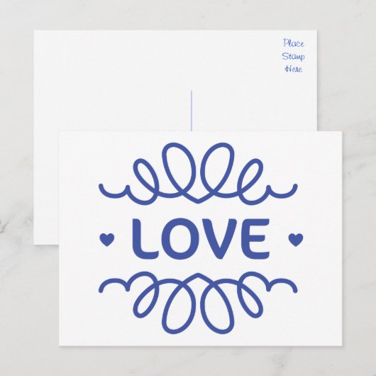 Navy Blue Liebe Hört Blanke Begrüßung Postkarte (Vorne/Hinten)