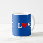 Navy Blue LIEBE Kaffeetasse (VorderseiteRechts)