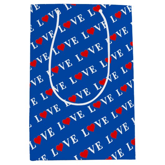 Navy Blue LIEBE Mittlere Geschenktüte (Vorderseite)