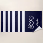 Navy Blue Liebe Peace Serenity Erholung Custom Strandtuch (Vorderseite)