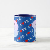 Navy Blue LIEBE Retro Elegant Tasse (Zentrum)