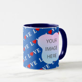 Navy Blue LIEBE Retro Elegant Tasse (VorderseiteRechts)
