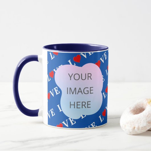 Navy Blue LIEBE Retro Elegant Tasse (Mit Donut)