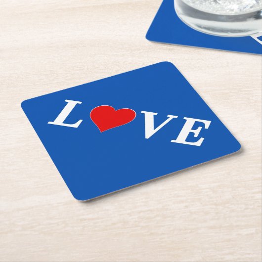 Navy Blue LIEBE Retro Elegant Untersetzer (angewinkelt)