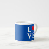 Navy Blue LIEBE Retro Stilvoll Espressotasse (Vorderseite Rechts)