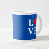Navy Blue LIEBE Retro Stilvoll Jumbo-Tasse (Vorderseite Rechts)