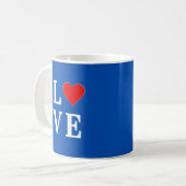 Navy Blue LIEBE Retro Stilvoll Kaffeetasse (Vorderseite Links)