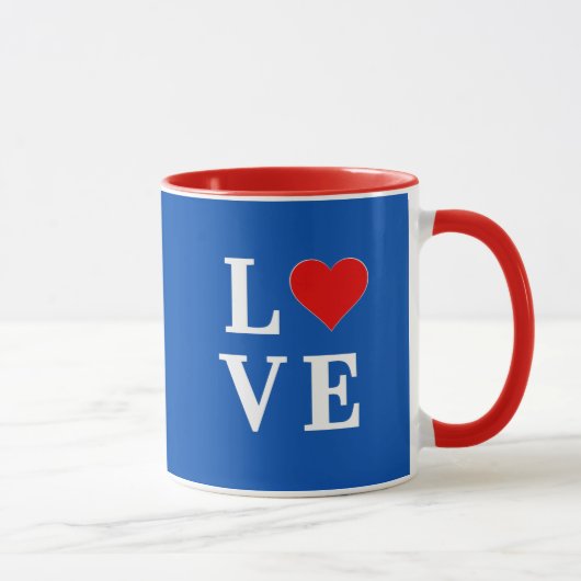 Navy Blue LIEBE Retro Stilvoll Tasse (Rechts)