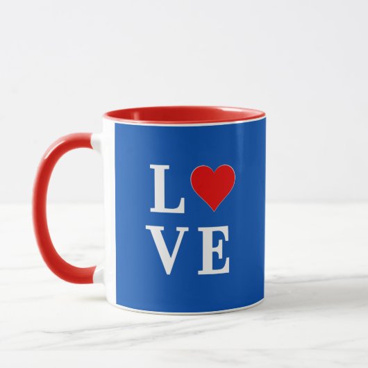 Navy Blue LIEBE Retro Stilvoll Tasse (Links)