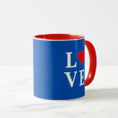 Navy Blue LIEBE Retro Stilvoll Tasse (VorderseiteRechts)