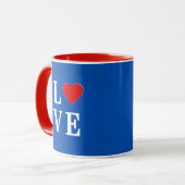 Navy Blue LIEBE Retro Stilvoll Tasse (Vorderseite Links)