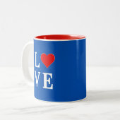Navy Blue LIEBE Retro Stilvoll Zweifarbige Tasse (Vorderseite Links)
