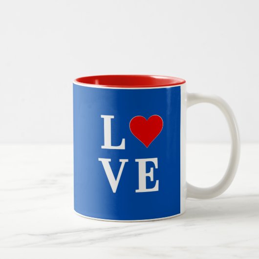 Navy Blue LIEBE Retro Stilvoll Zweifarbige Tasse (Rechts)