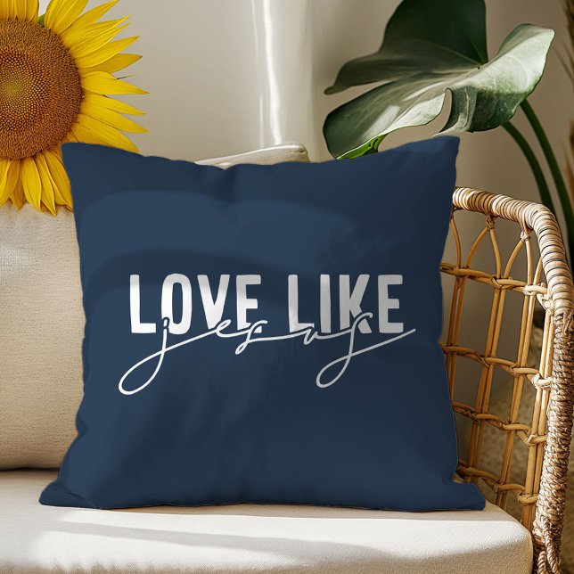 Navy Blue Liebe wie Jesus Christlich Throw Kissen (Von Creator hochgeladen)