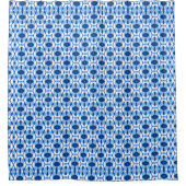 Navy Blue & Light Blue Abstrakt Geometric Duschvorhang (Vorderseite)