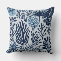 Navy Blue Light Blue Botanic Design
