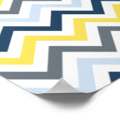 Navy Blue, Light Blue, Yellow und Gray Zickzack Poster (Ecke)