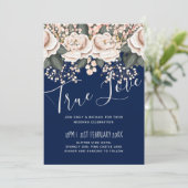 Navy Blue Light Pink Floral Wedding Budget (Stehend Vorderseite)