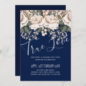 Navy Blue Light Pink Floral Wedding Budget (Vorne/Hinten)