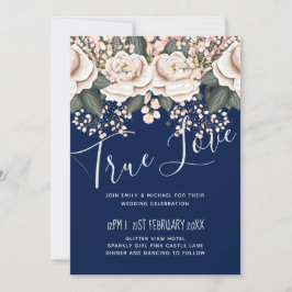 Navy Blue Light Pink Floral Wedding Budget