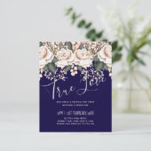 Navy Blue Light Pink Floral Wedding Budget (Stehend Vorderseite)