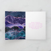 Navy Blue Lila Ocean Agate Happy Birthday Karte (Innenseite)