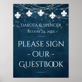 Navy Blue Lilie Fairy Light | Hochzeitszeichen Poster