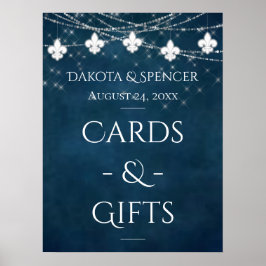 Navy Blue Lilie Fairy Light | Hochzeitszeichen Poster