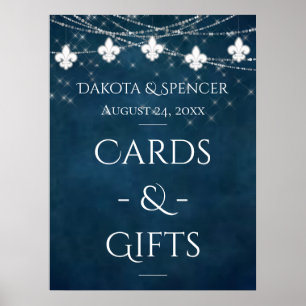 Navy Blue Lilie Fairy Light   Hochzeitszeichen Poster