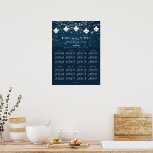 Navy Blue Lilie Fairy Light | Sitzdiagramm Poster (Küche)