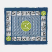 Navy Blue Lime Green Chevrons Custom Monogram Fleecedecke (Vorderseite (Horizontal))