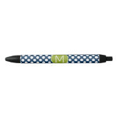 Navy Blue & Lime Green Polka Dots Custom Monogram Kugelschreiber (Vorderseite)