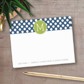 Navy Blue & Lime Green Polka Dots Custom Monogram Post-it Klebezettel
