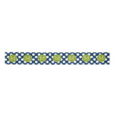 Navy Blue & Lime Green Polka Dots Custom Monogram Satinband (Vorderseite)