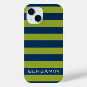 Navy Blue Lime Green Rugby Stripes Individuelle Na Case-Mate iPhone Hülle (Rückseite)