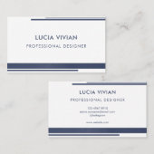 Navy Blue Line Stil Minimalistisch modern Visitenkarte (Vorne/Hinten)