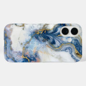 Navy Blue & Liquid Gold Marble Case | iPhone 16 (Rückseite (Horizontal))
