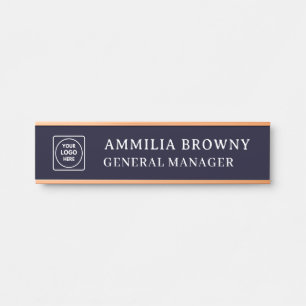 Navy Blue Logo Branding im modernen Unternehmen Türschild