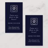 Navy Blue Logo | Getrenntes Corporate Event Drink Visitenkarte (Vorne/Hinten)