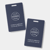 Navy Blue Logo-ID | Moderne Mitarbeiter Ausweis (Vorder- & Rückseite)