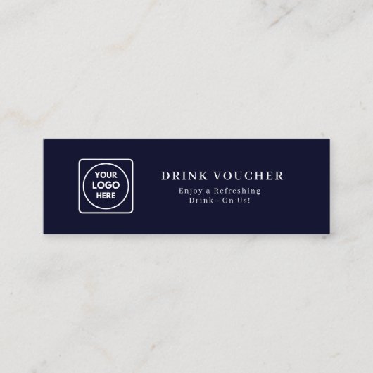 Navy Blue Logo | Moderner Corporate Drink Gutschei Mini Visitenkarte (Vorderseite)