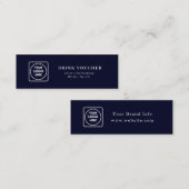 Navy Blue Logo | Moderner Corporate Drink Gutschei Mini Visitenkarte (Vorne/Hinten)