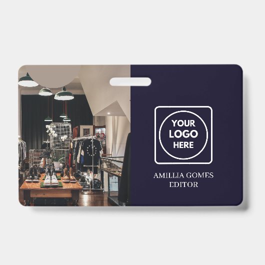 Navy Blue Logo | Modernes, trendiges Mitarbeiterde Ausweis (Vorderseite)