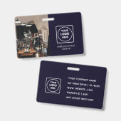 Navy Blue Logo | Modernes, trendiges Mitarbeiterde Ausweis (Vorder- & Rückseite)