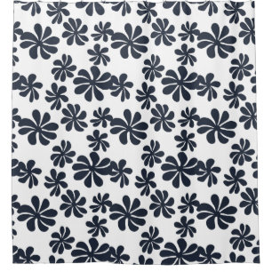 Navy Blue Loopy Blume mit benutzerdefinierter Hint Duschvorhang